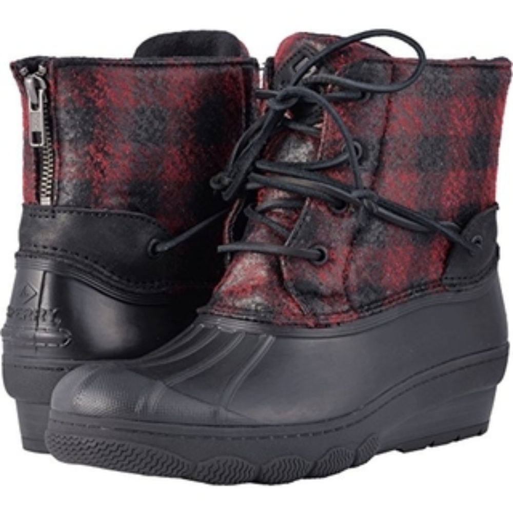 Sperry Saltwater Wedge Buffalo Check Duck Boot 8